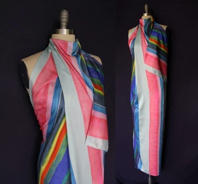 ARRANGE ASOS satin high neck drape maxi dress painterly stripe backless NWT 2 - Image 1 of 4