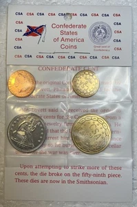 Confederate States Of America Restrike Coins Set of 4 Includes 1c, 50c, $5 & $20 - Picture 1 of 13