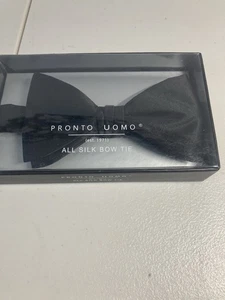 Pronto Uomo schwarze Fliege 100 % Seide Herren Wearhouse neu verpackt Hochzeit Abschlussball - Bild 1 von 2