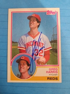 Tarjeta autografiada firmada por Topps 1983 Greg Harris #296 Reds - Imagen 1 de 2