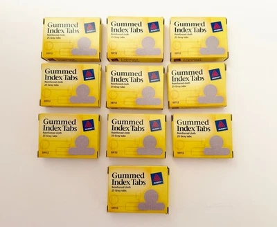 10 Boxes Avery 59112 Gummed Index Tabs - Reinforced Cloth 25 Gray Tabs Each Box - Image 1 of 4