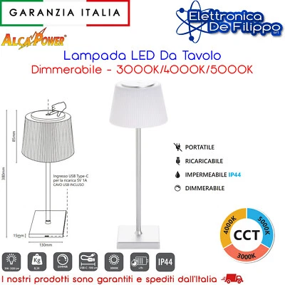 Lampada LED Da Tavolo Dimmerabile - Argento - Immagine 1 di 3
