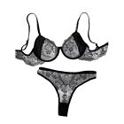 High Quality Bra+Panties Underwear Contrast Color Embroidery Fashionable