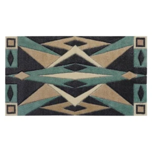 SOLEMATE® Hand Carved Art Deco Door Mat, Turquoise - Picture 1 of 5