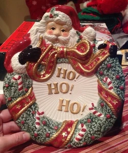 Fitz & Floyd Santa Wreath Serving Plate. 8.25 x 9.75". NIB. 2002. - Picture 1 of 7