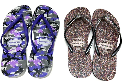 原装 HAVAIANAS 人字拖 9 - 10 女式 2 双闪亮紫色凉鞋 — 第 1/4 张图片