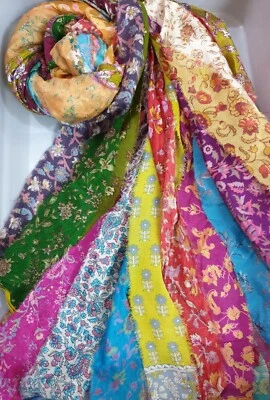 Cinta de sari 12 yardas sin coser ARTE MEZCLA DE SEDA FLOR PEQUEÑA FLORAL madejas diario Foto 1 de 4