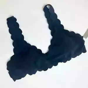 J.CREW Women's Size XXL Black Scallop Piqué V-neck Bikini Swim Top Style AU974 - Picture 1 of 8
