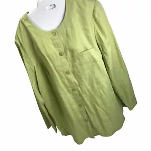 JM Collection Green Linen Jacket Size 18W Shracket Blazer Deadstock - Picture 1 of 6