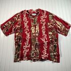 Far Away Aloha Hawaiian Shirt Mens Med Button Up Beer Bottles Red