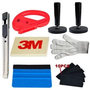 Car Wrap Vinyl Tools Kit 3M Felt Squeegee Razor Cutter Gloves 2 Magnets Knife - Picture 1 of 6