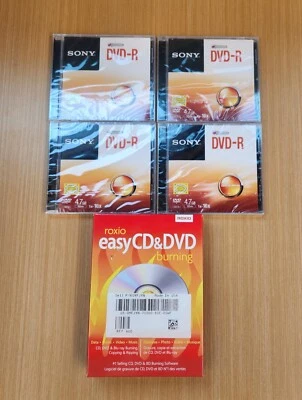 Roxio Easy CD & DVD (Blu Ray) Burning w/DVD Discs Sealed  - Used - Image 1 of 4