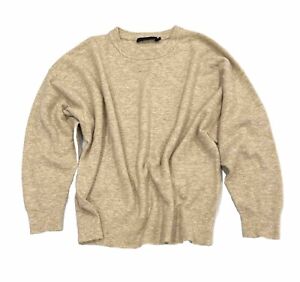 Jenni Kayne Pullover Sweater Womens Size S Beige Knit Oversized Crewneck