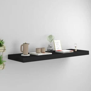 Black Floating Wall Shelf 80x23cm Modern MDF Storage Display Unit Home Decor - Picture 1 of 7