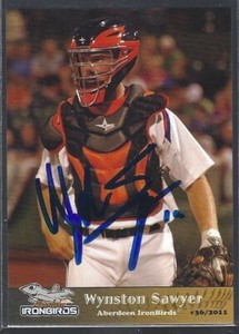 2011 Grandstand Aberdeen IronBirds Wynston Sawyer IP auto signed card