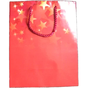Gift Bag Stars Red Orange Gold Present Birthday Leaving Family Anniversary Shine - Picture 1 of 24