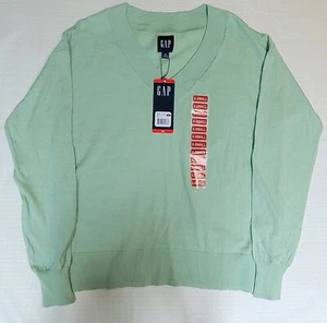 NWT GAP Womens V-neck Long Sleeved Sweater XS Sage Preppy Classic Soft - Picture 1 of 8