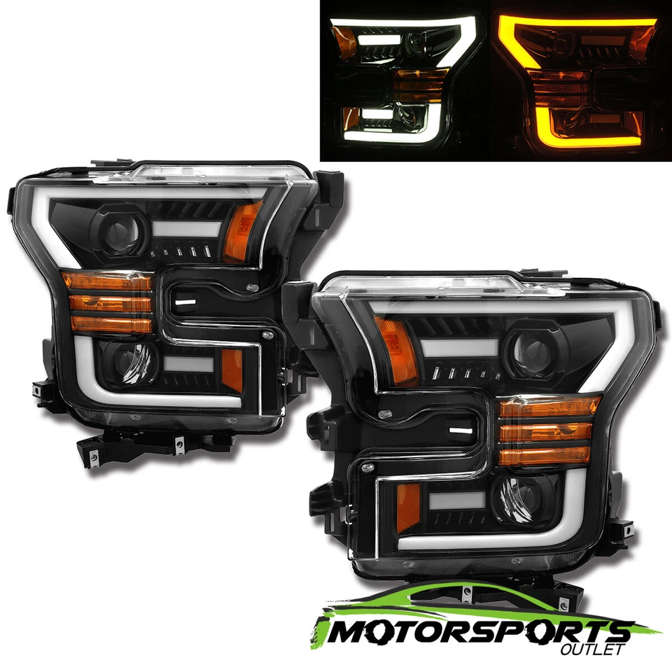 [Anti-Fog] 2015 2016 2017 Ford F-150 Polished Black LED Bar Projector Headlights Foto 1 de 4