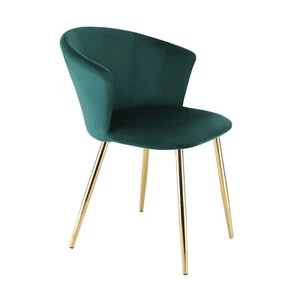 Dunel Velvet Accent Dining Tub Chair With Golden Chrome Metal Legs - Green - Picture 1 of 6