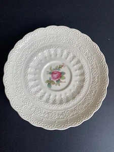Copeland's Spode Billingsley Rose Saucer  Plate Pink Rose Embossed Rim Old Mark - Bild 1 von 3