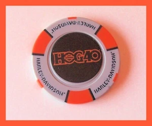 HOG 40 YRS SPACE COAST PALM BAY FL HARLEY DAVIDSON DEALER POKER CHIP GREY/ORANGE - Picture 1 of 2