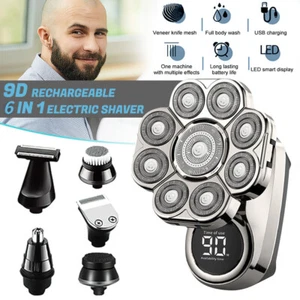 Men's 9D Electric Shavers Bald Head Razor Cordless Wet Dry Rechargeable Shaver - Picture 1 of 16