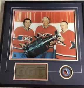 NHL Maurice Richard & Beliveau & Lafleur signed puck Framed With Cup Photo COA - Picture 1 of 12