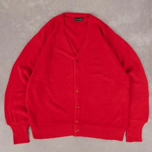 Jc Penney Vintage 70s Boxy Knitted Cardigan XL Acryl Herren Rot Prep - Bild 1 von 6