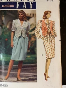 VNTG BUTTERICK-LESLIE FAY #4892 DAMEN SHIRTKLEID & WESTE MUSTER GRÖSSE 12-14-16 - Bild 1 von 4