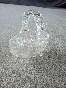 Vintage Small Crystal Cut Glass Basket 10 cm (3.9") - Picture 1 of 4