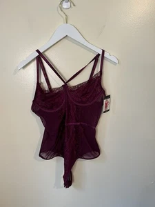 French Affair Women’s Burgundy Lace Bodysuit Size XL NWT - Picture 1 of 6