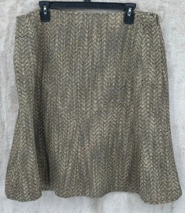 Falda Oscar de la Renta Mujer 16 Marrón Línea A Tweed Carrera Clásica Trabajo Iglesia - Imagen 1 de 7