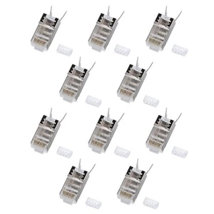 10Pack 1.45mm Network Connectors RJ45 Cat7 Gold Plated FTP Modular Plug A - Photo 1/7
