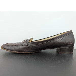 Mocasines Salvatore Ferragamo Gancini de cuero marrón para mujer 6,5 AAAA 4A estrechos  - Imagen 1 de 9