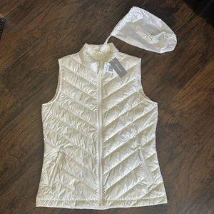 NWT J. McLaughlin Eira Full Zip Vest XS Goose Down Filled  Iridescent Pearl - Picture 1 of 10