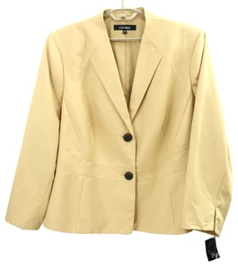 NWT LE SUIT Women's Polyester Blazer Jacket Single Breasted Yellow Size 24W PLUS - Picture 1 of 19