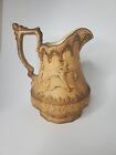 9" W. Ridgway, Son Jug - Yellow/Buff Jousting Knight Pattern 1975-"For Our Home"