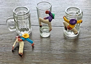 Lote de 3 vasos mexicanos con figuras de boracho de MÉXICO - NUEVO - Imagen 1 de 10