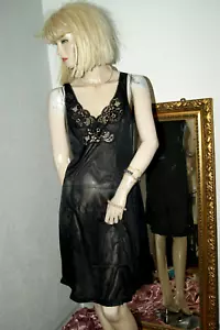 Sinnlich - seidenweiches Unterkleid schwarz Glanz Vintage Nylon 40 - Bild 1 von 4