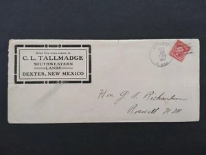 New Mexico: Dexter 1907 Tallmadge Lands Territorial Legal Size Werbung Cover - Bild 1 von 2