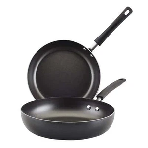 Easy Clean 2-Piece Aluminum Nonstick Deep Frying Pan Set,Black | Kitchen Cooking - Picture 1 of 10
