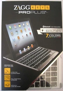 ZAGG Keys PROplus Bluetooth Keyboard for iPad 2/3/4 Aluminum w Backlight *NIB