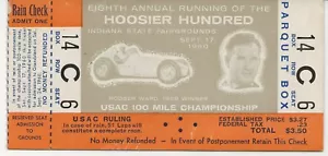 1960 Hoosier Hundred ticket stub (won by A. J. Foyt) - Picture 1 of 2