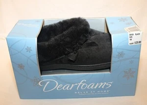 New Women's Dearfoams Slippers Black- sz 10 - Picture 1 of 6