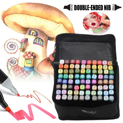 80 Farbige Graffiti Stift Twin Tip Marker Set für Sketch Marker Stifte Set Profi - Bild 1 von 4