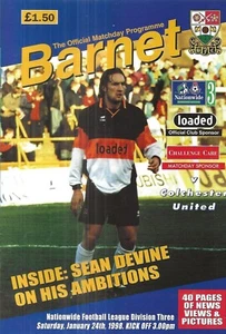 Football Programme BARNET v COLCHESTER UNITED Jan 1998 - Picture 1 of 1