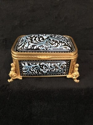 Antique 19c French Bronze Sevres Bressan Enamel Jewelry Casket box-313e - Image 1 of 4
