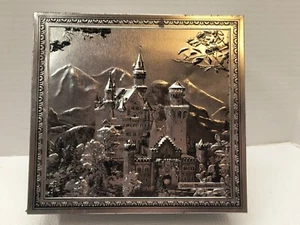Schloss Neuschwanstein "New Swan Castle" Metal Container 9.25" x 8.75" x 3.5" - Picture 1 of 13