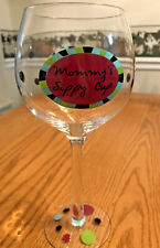 Mommy's Sippy Cup Stemmed Wine Glass Painted  8 1/2" Tall 16 Oz