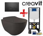 SET 4in1 CREAVIT Wandhängendes WC+Taste+SoftClose-Sitz+Unterputzrahmen anthrazi 